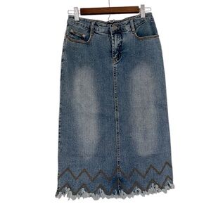 STREET CODE VINTAGE Y2K DISTRESSED DENIM PENCIL SKIRT BLUE SIZE 5 TO 6